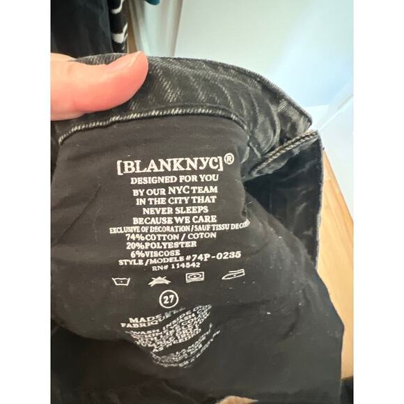 Blank NYC Black Distressed Assymetrical Jean Mini Skirt Women's 27 Goth Punk - Picture 10 of 12